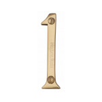 M Marcus Heritage Brass Numeral 1 - Face Fix 76mm Slimline font